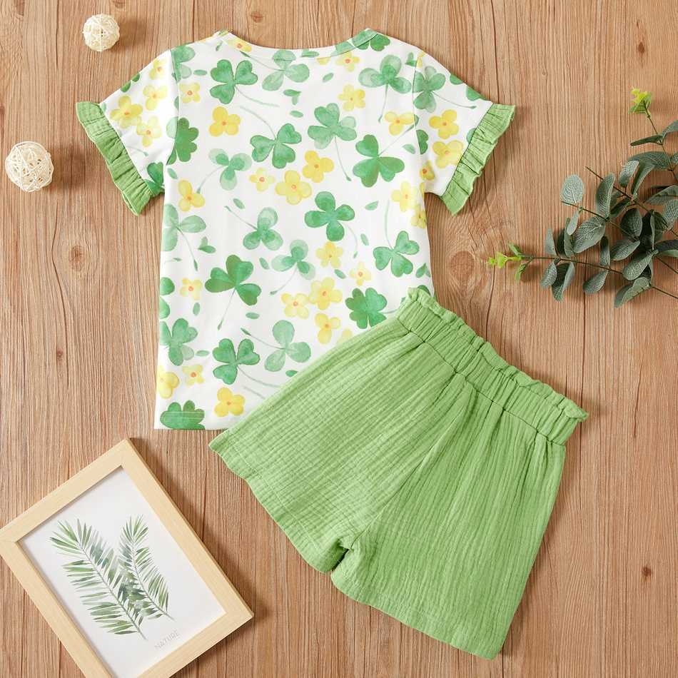 Arrival Summer 2-piece Baby / Toddler Clover Set of St. Patrick's Day for Kids Girl Flowes Short Sleeve Clothes 210528