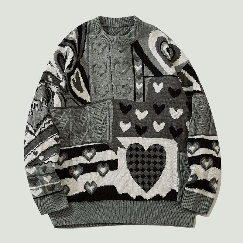 Men's Sweaters Knitted Jumper Sweater Harajuku Heart Patchwork Stripe Hip Hop Streetwear College Style Casual Loose Pullover Couples Tops, White;black
Men's Sweaters Knitted Jumper Sweater Harajuku Heart Patchwork Stripe Hip Hop Streetwear College Style Casual Loose Pullover Couples Tops, White;black