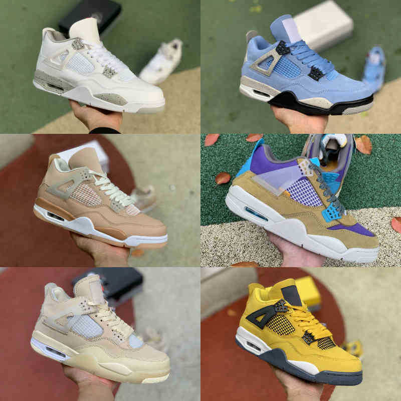 Top Quality University Blue 4 4s Basketball Shoes Mens Women Cream Sail Desert Moss White Oreo Shimmer Union Taupe Haze What The Black Cement Cat Sneakers, Q0101
Top Quality University Blue 4 4s Basketball Shoes Mens Women Cream Sail Desert Moss White Oreo Shimmer Union Taupe Haze What The Black Cement Cat Sneakers, Q0101