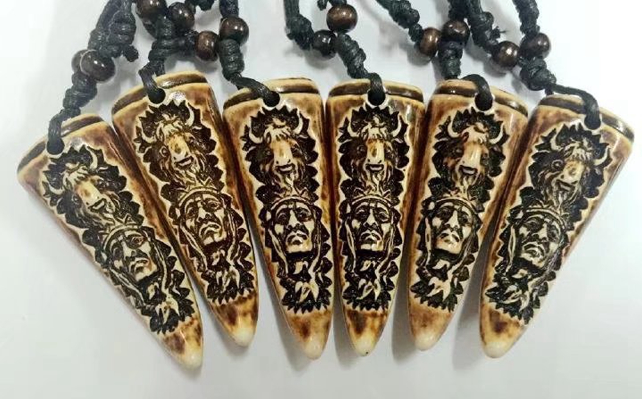 12 PCS Hand Carved Yak Bone Vintage Tribal Indian Chief Head Pendant Necklace Wood Beads Rope Adjustable
12 PCS Hand Carved Yak Bone Vintage Tribal Indian Chief Head Pendant Necklace Wood Beads Rope Adjustable
