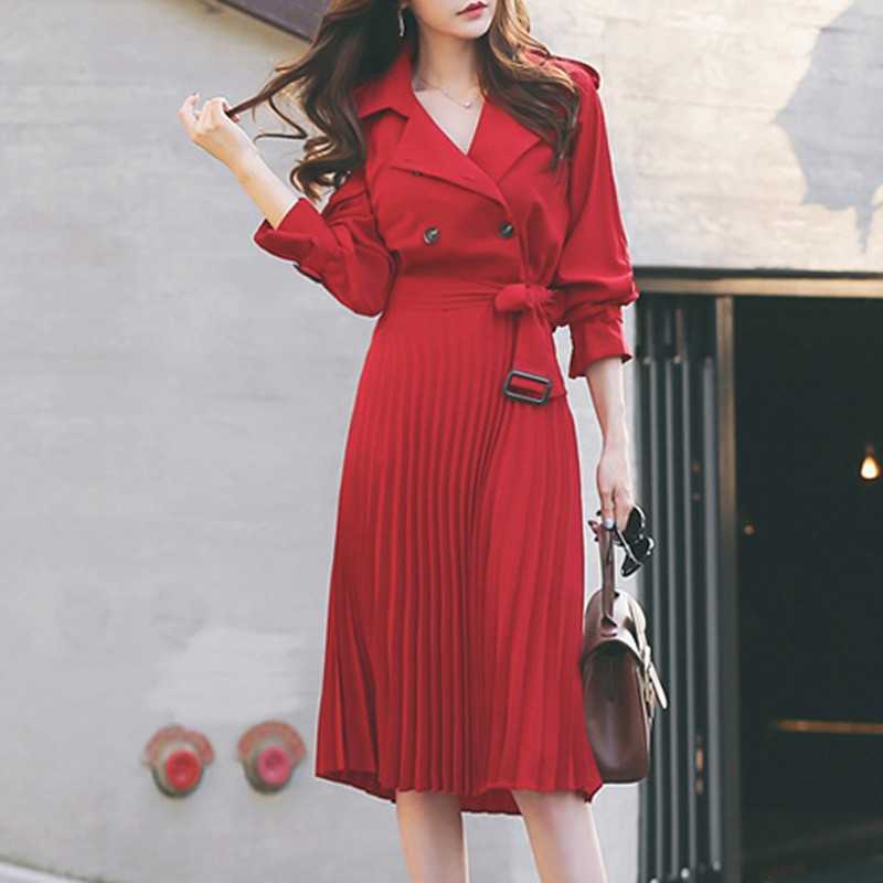 Autumn Vintage Elegant Belted Women Office Ladies Double Breasted Blazer Long Sleeved Pleated Dress Female Vestidos Femme 210526, Picture color
Autumn Vintage Elegant Belted Women Office Ladies Double Breasted Blazer Long Sleeved Pleated Dress Female Vestidos Femme 210526, Picture color