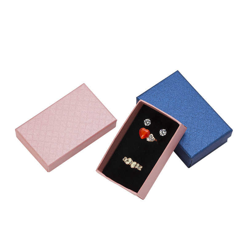 32pcs Jewelry Box 8x5CM Necklace Ring Box for Jewelry Multi Colors Jewelry Packaging Gift Boxes Earring Display Black Sponge T200917