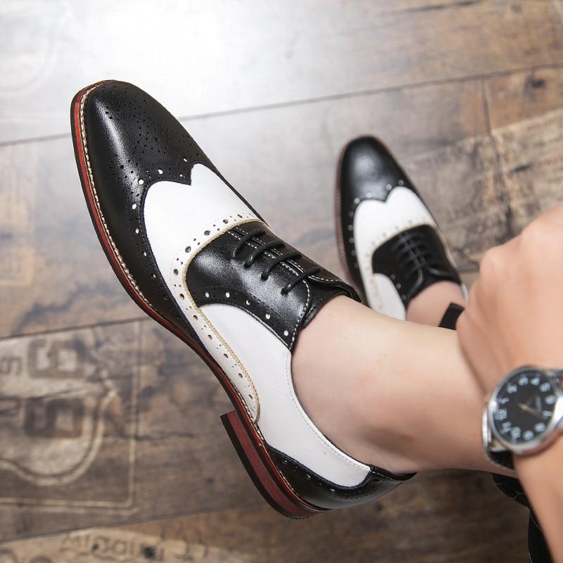 New Dress Shoes Shoe Colorful Lace Up Fashion Man Casual Leather Oxfords Flat Leisure Wedding Party Men Big Size