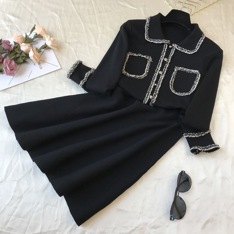 Casual Dresses Autumn Women V-neck Elegant Houndstooth Knitting Long-sleeved High Waist Tassel Trim Ladies Fashion BO3N, Black
Casual Dresses Autumn Women V-neck Elegant Houndstooth Knitting Long-sleeved High Waist Tassel Trim Ladies Fashion BO3N, Black