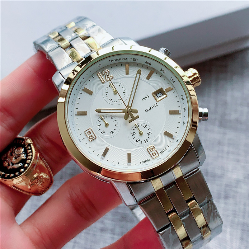 Brand Watch Men TISS 1853 Multifunction style stainless steel band quartz wrist Watches Small dials can work TT46, Slivery;brown
Brand Watch Men TISS 1853 Multifunction style stainless steel band quartz wrist Watches Small dials can work TT46, Slivery;brown