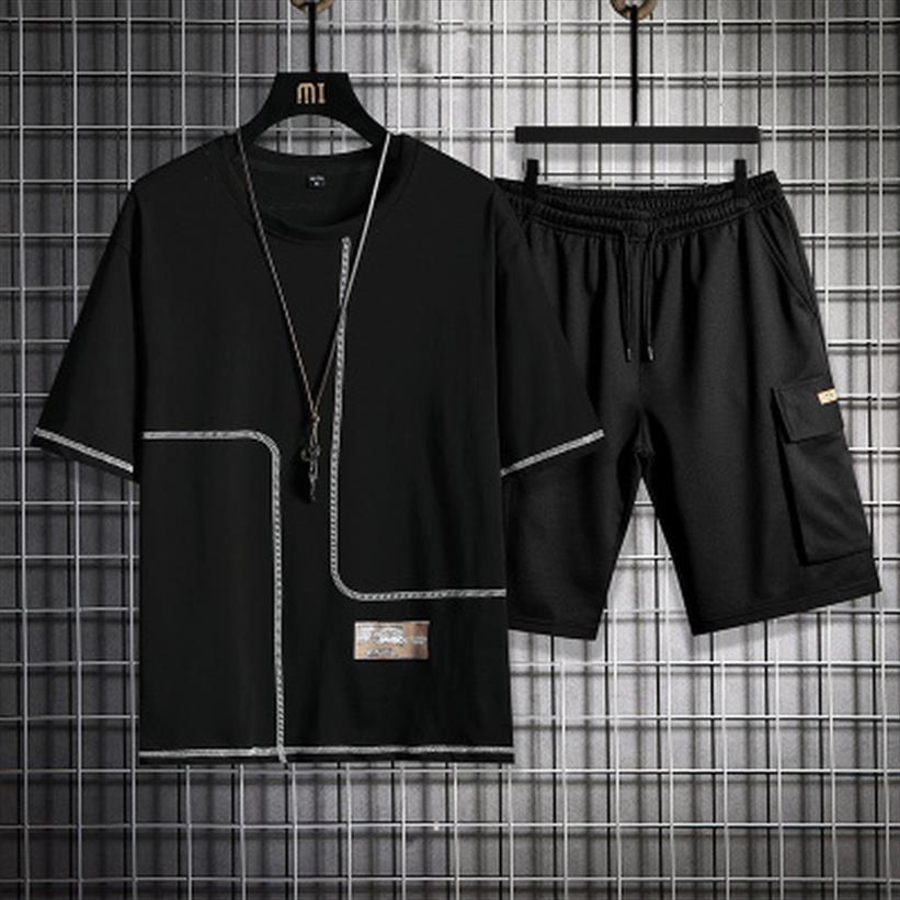 sets embroidery simple tees mens tracksuits knee length solid trousers summer leisure loose male set fashion korean all match soft, Gray
sets embroidery simple tees mens tracksuits knee length solid trousers summer leisure loose male set fashion korean all match soft, Gray