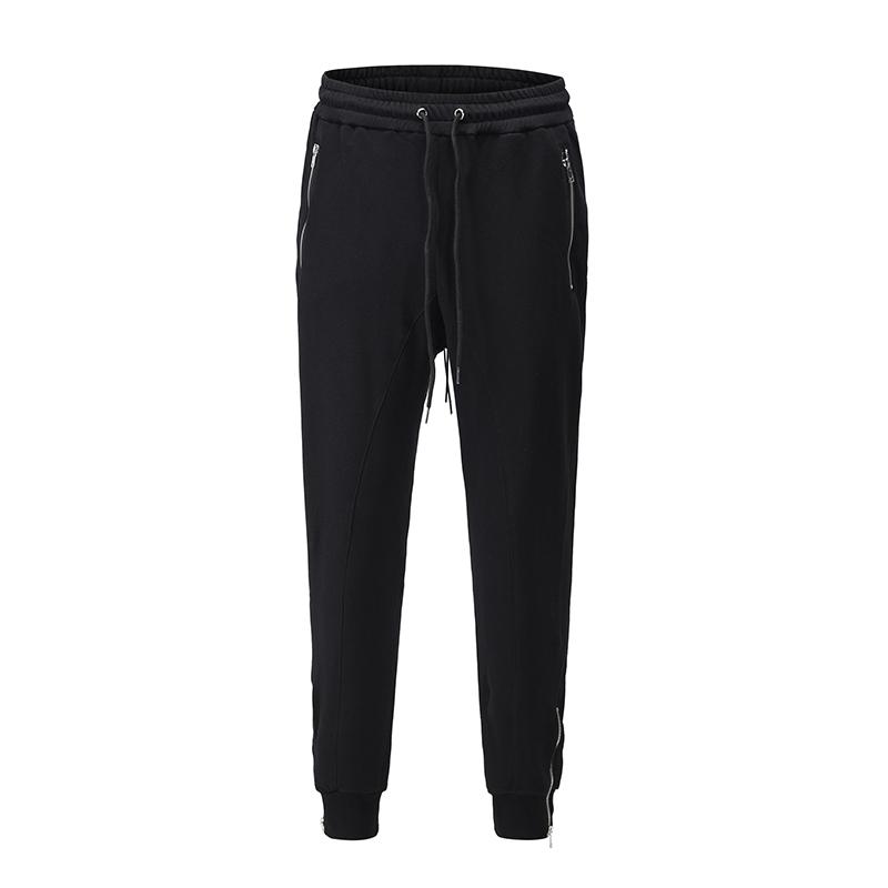 Ankle Zipper Jogger Sweatpants Mens Pockets Solid Baggy Casual Track Pants Streetwear Drawstring Boom Feet Loose Trousers Men's