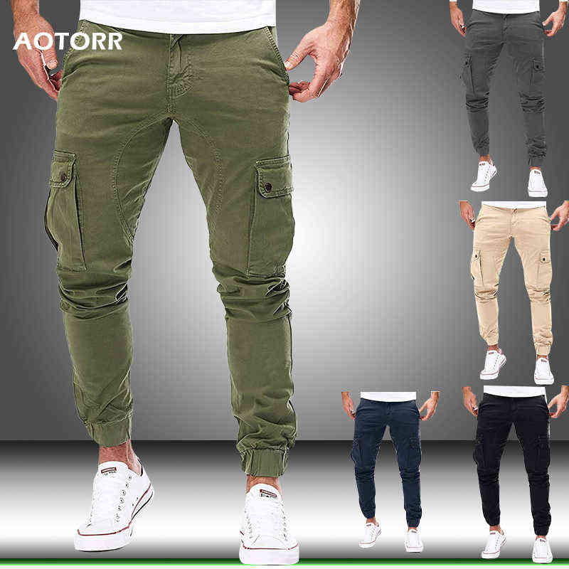 Men Cargo Military Pants Autumn Casual Skinny Pants Army Long Trousers Joggers Sweatpants Sportswear Camo Pants Trendy 211112