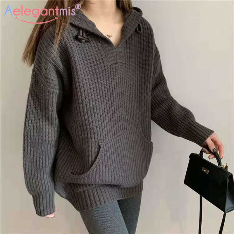 Aelegantmis Knitted Hooded Sweater Women Ribbed Vintage Casual Wram Oversized Pullovers Loose Jumper Elegant Chic Female Korean 210607, Gray
Aelegantmis Knitted Hooded Sweater Women Ribbed Vintage Casual Wram Oversized Pullovers Loose Jumper Elegant Chic Female Korean 210607, Gray