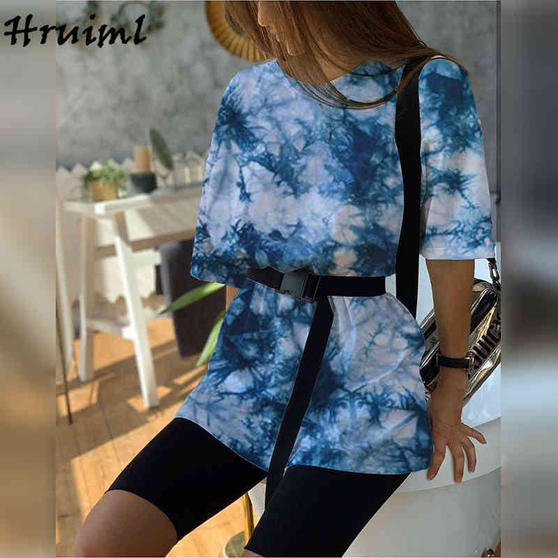 Sunflower Printing Clothes Women Casual Fashion Loose Short Sleeve Two-piece Suit Elastic Waist Pullover Ubrania Damskie 210513
