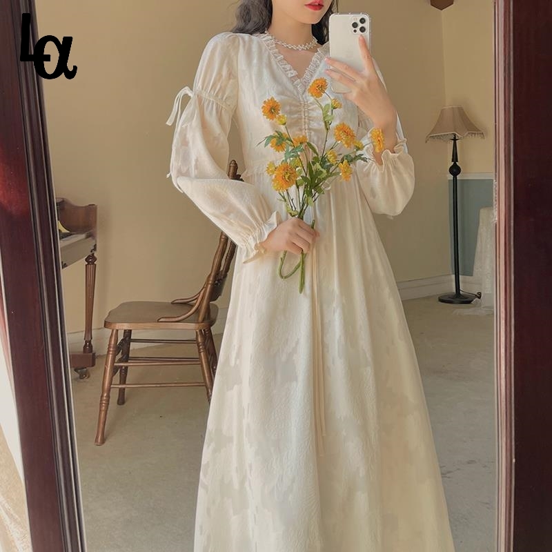 Summer Chiffon Elegant Dress Women Long Sleeve Solid Vintage Evening Party for Female Korean V-Neck 210519, As picture
Summer Chiffon Elegant Dress Women Long Sleeve Solid Vintage Evening Party for Female Korean V-Neck 210519, As picture