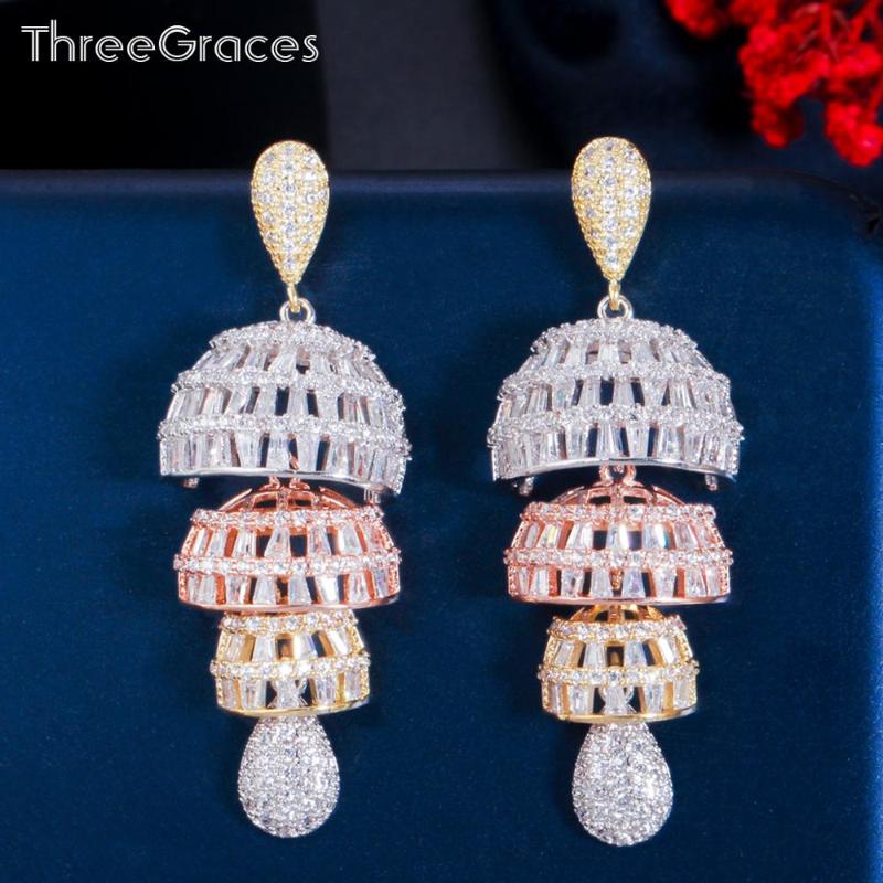 Dangle & Chandelier ThreeGraces Sparkling Cubic Zirconia Elegant 3 Tones Gold Long Earrings For Women Wedding Party Jewelry ER506, Silver
Dangle & Chandelier ThreeGraces Sparkling Cubic Zirconia Elegant 3 Tones Gold Long Earrings For Women Wedding Party Jewelry ER506, Silver