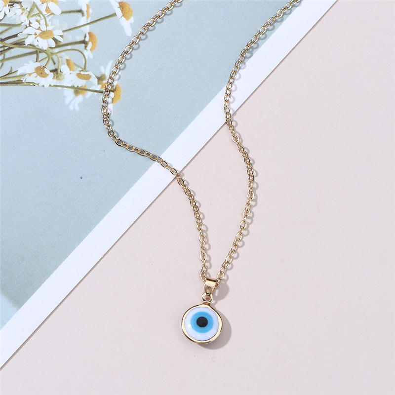 Blue Evil Eye Choker Necklaces Round Pendant Clavicle Necklace Silver Gold Disc Lucky Charm Jewelry Fashion Design Turkish Devil Eyes Birthday Gifts f