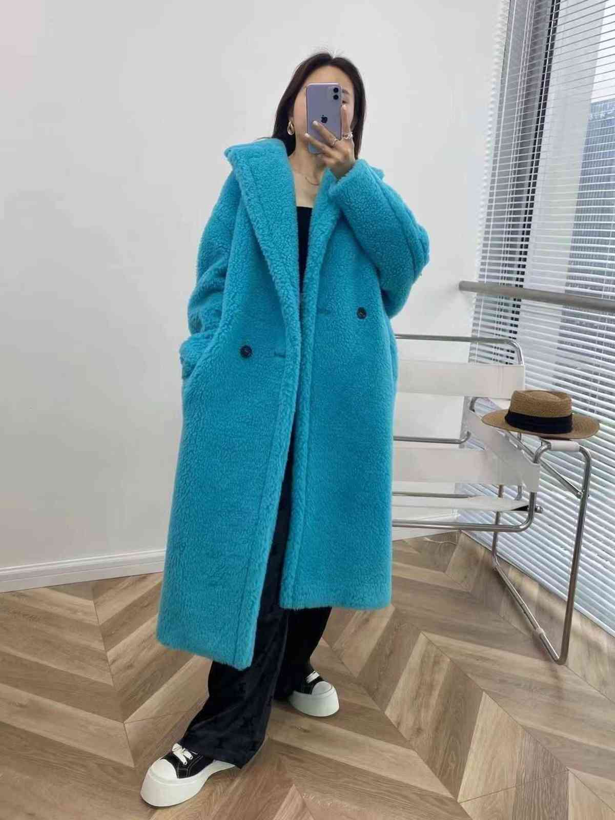 Women's Coat Teddy Bear Alpaca Wool Winter Thicken vanilla Albino camel teddy in stock 211123