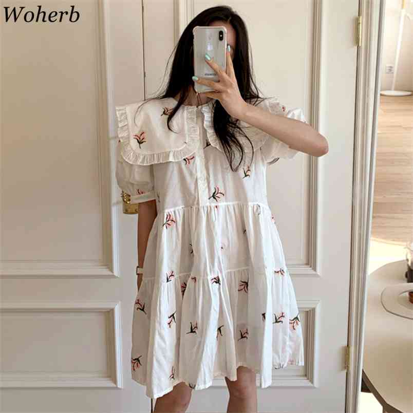 Sweet Women Dress Summer Korean Big Turn Down Collar Vestidos Embroidered Floral Single Breasted Kawaii Dresses 210519, Black
Sweet Women Dress Summer Korean Big Turn Down Collar Vestidos Embroidered Floral Single Breasted Kawaii Dresses 210519, Black