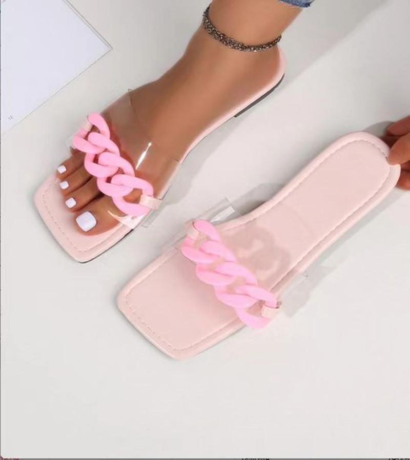 Sandals Women Flats Fashion Transparent Chain Summer Shoes Slippers Wear-Resistant Beach Plus Size 35~43, Black 
Sandals Women Flats Fashion Transparent Chain Summer Shoes Slippers Wear-Resistant Beach Plus Size 35~43, Black