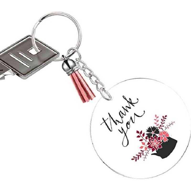 48 Pcs Acrylic Keychain Blanks with Key Rings Round Clear Discs Circles Colorful Tassel Pendant Jump Rings for DIY Craft H1126