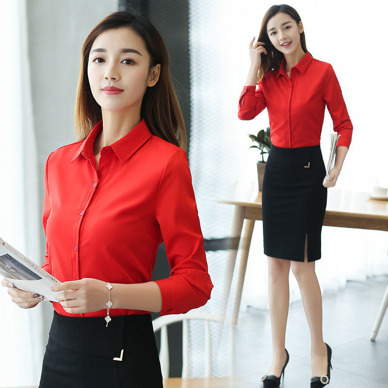 Korea Fashion Spring Autumn Women Shirts Plus Size long sleeve Office Lady Turn-down Collar White Blouses Chiffon Tops D227 210512