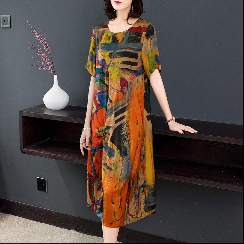 womens dresses silk vintage dress female autumn fashion loose printed large sizem 4xlelegant party vestidos, Black;gray
womens dresses silk vintage dress female autumn fashion loose printed large sizem 4xlelegant party vestidos, Black;gray