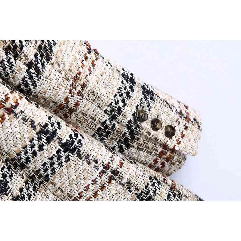 Tweed Women Elegant Patchwork Blazers Spring-Autumn Fashion Ladies Thick Jackets Female Vintage Coats Chic Girls Cute 210430