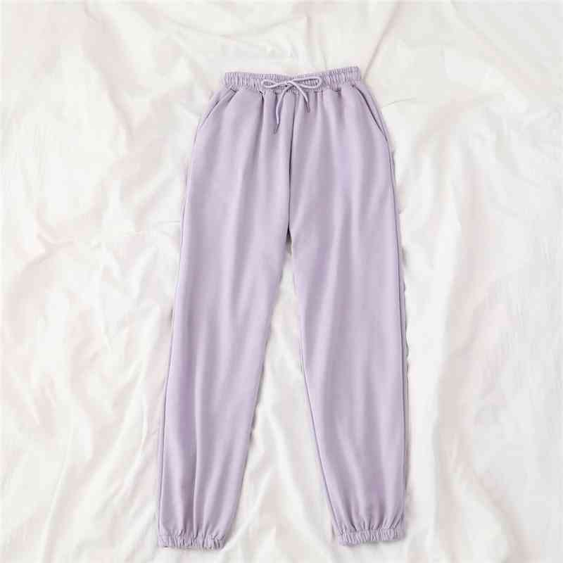 Mooirue Summer Autumn Women Harem Pants Cotton Purple Gray Kahkai Blue Sweat Pants Bottom 210706