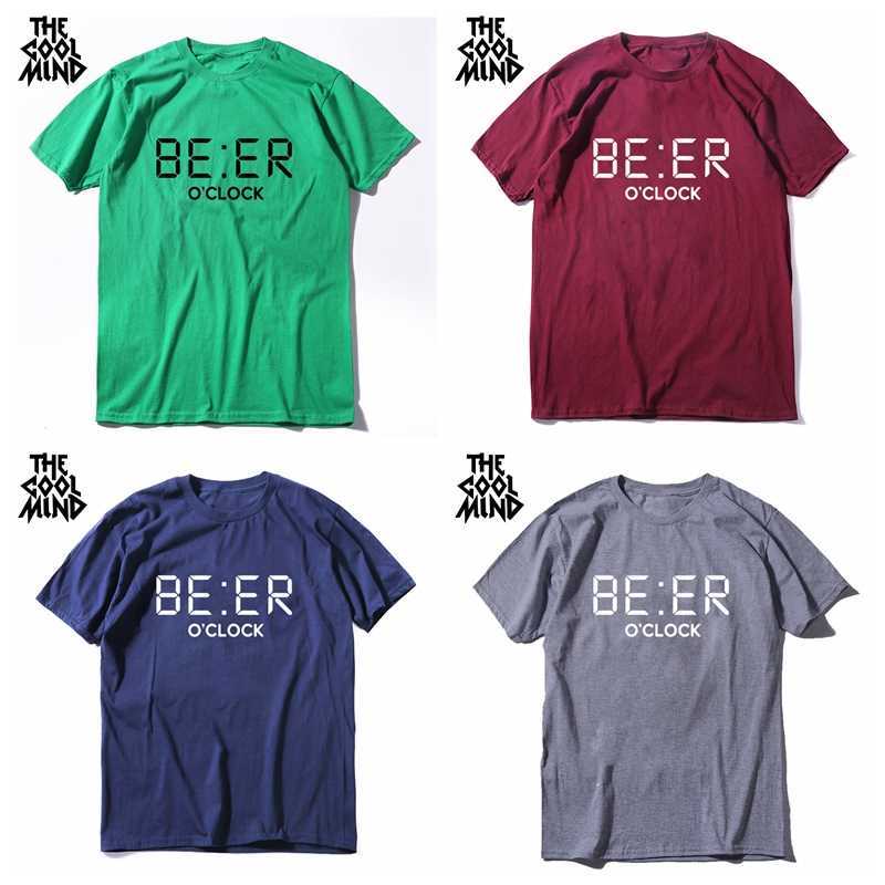 THE COOLMIND 100% cotton funny BEER OCLOCK print men T shirt cool summer tshirt male o-neck t-shirt s tee shirts 210629
