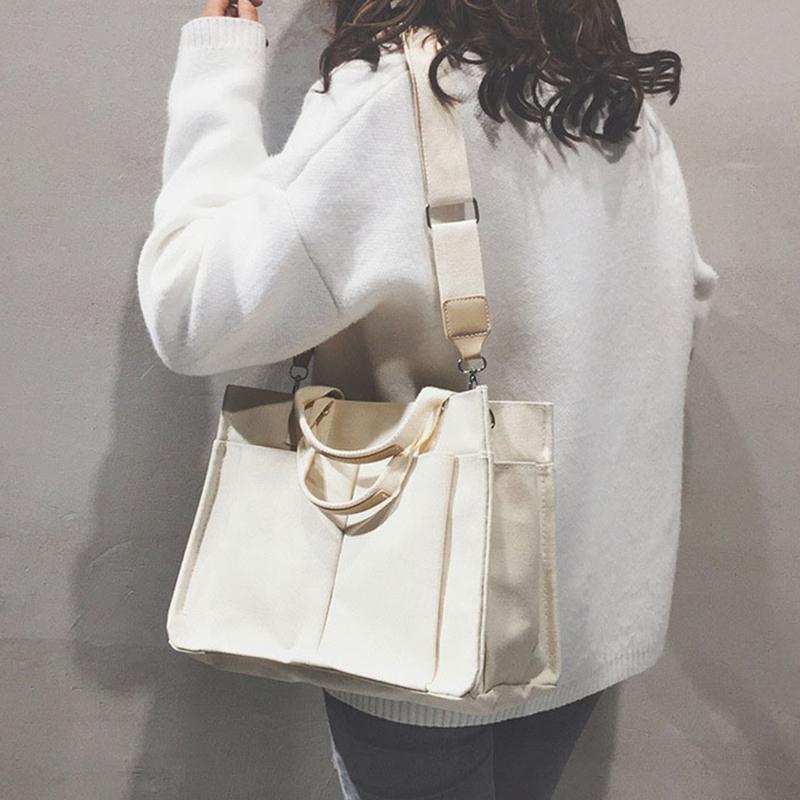 Evening Bags Women Handbag Korean School Simple Solid Color Casual Canvas Messenger Shoulder Bag Student Large Capacity Pocket, White
Evening Bags Women Handbag Korean School Simple Solid Color Casual Canvas Messenger Shoulder Bag Student Large Capacity Pocket, White