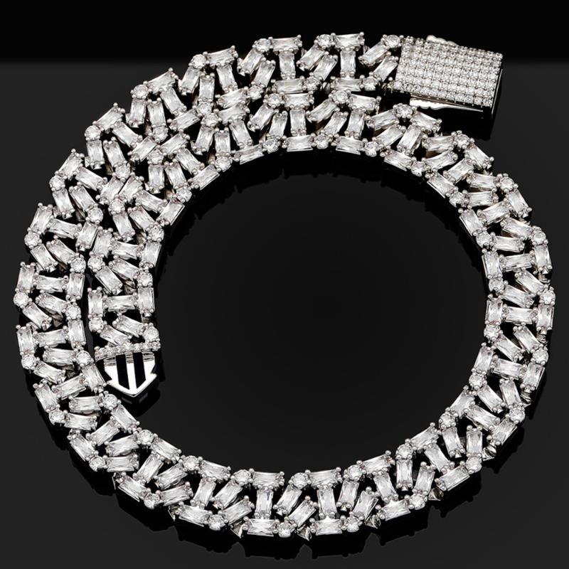 Chains Vinregem Hip Hop Rock 925 Sterling Silver Created Moissanite Gemstone Personality Cuba Chain Necklace Fine Jewelry Wholesal