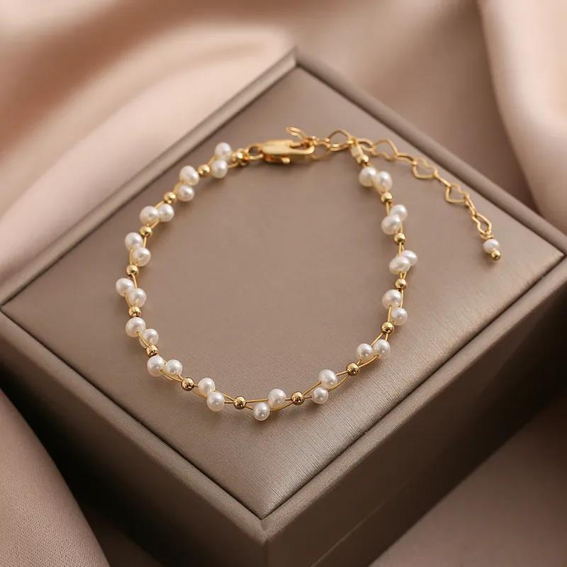 Beaded, Strands Natural Freshwater Small Pearl Gold Wire Braided Fancy Bracelet Fashion Classic Trend Simple Hand Jewelry Accessories
Beaded, Strands Natural Freshwater Small Pearl Gold Wire Braided Fancy Bracelet Fashion Classic Trend Simple Hand Jewelry Accessories