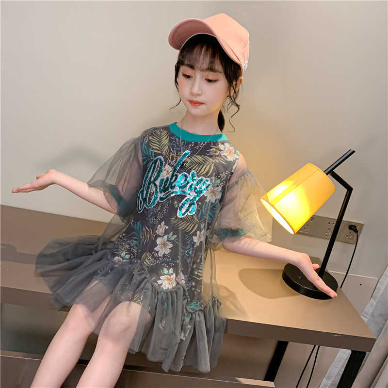 Children Sequins Sporty Sequin Dress for Teenagers Girls Lovely Shiny Ruffles Summer Beach Holiday Clothing 210529