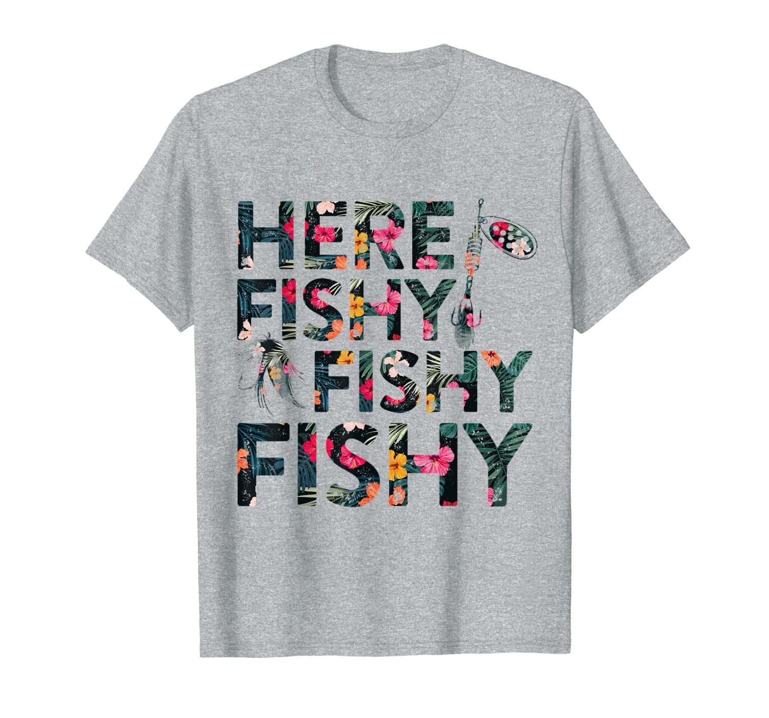Here Fishy Fishy Fishy T-Shirt Funny Fisherman Shirt, White;black