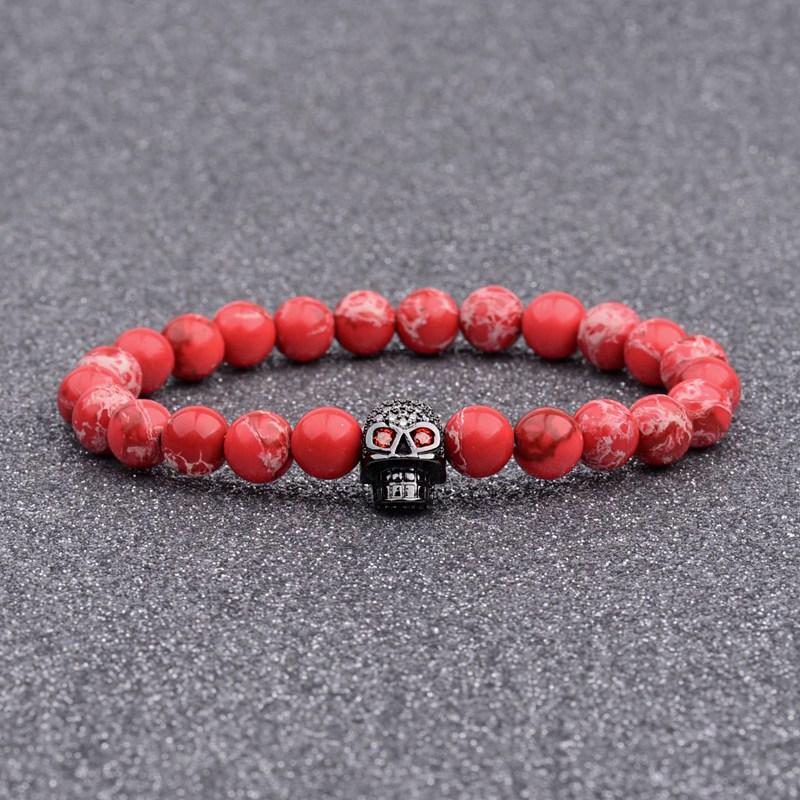 Beaded, Strands Amader Design Red Stone Beads Black Skeleton Copper Bracelet Men Charm Bracelets&Bangles For Women Drop AB641
Beaded, Strands Amader Design Red Stone Beads Black Skeleton Copper Bracelet Men Charm Bracelets&Bangles For Women Drop AB641