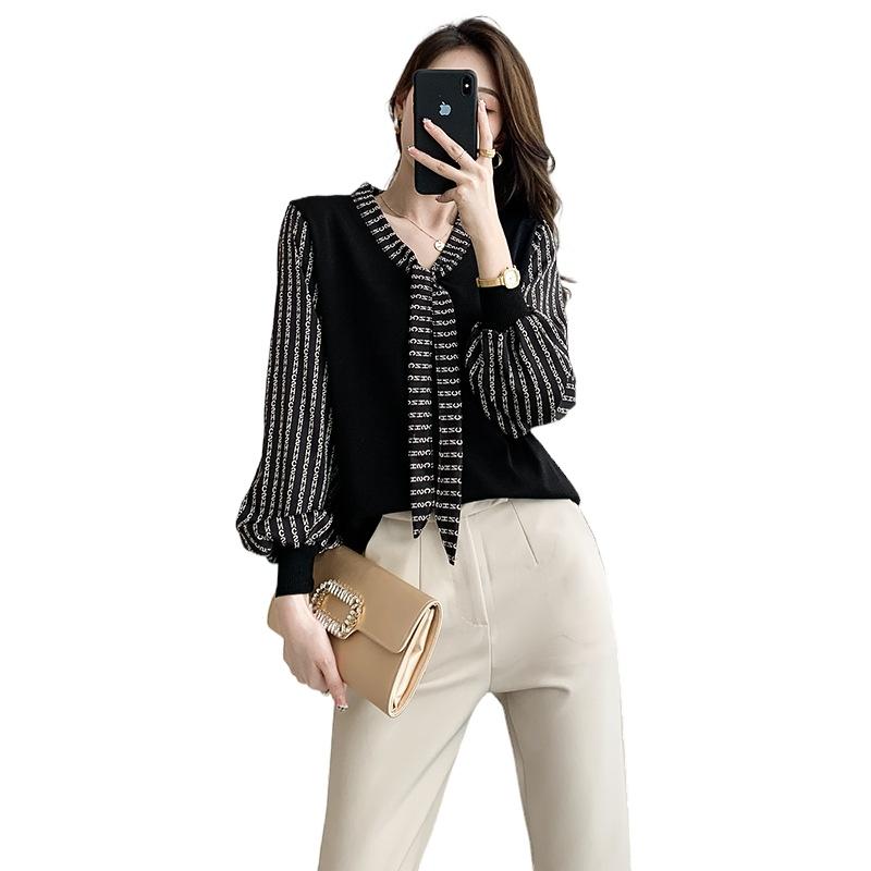Women's Blouses & Shirts Bow Collar Women Spring Autumn Stitching Letter Printing Lantern Sleeves Bottoming Casual Blusas Female Robes T8559, White
Women's Blouses & Shirts Bow Collar Women Spring Autumn Stitching Letter Printing Lantern Sleeves Bottoming Casual Blusas Female Robes T8559, White