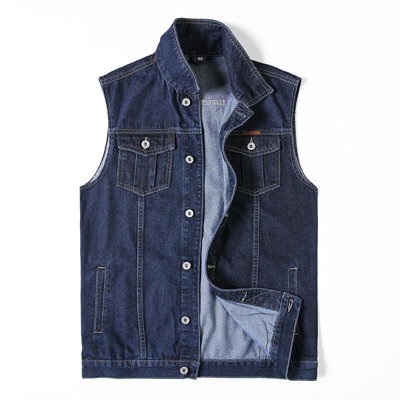 Men's Vests Big Size 8XL Men Denim Vest Coat Fashion Loose Gilet Outerwear Male Casual Chaleco Hombre Sleeveless Fat Jeans Waistcoat Jacket