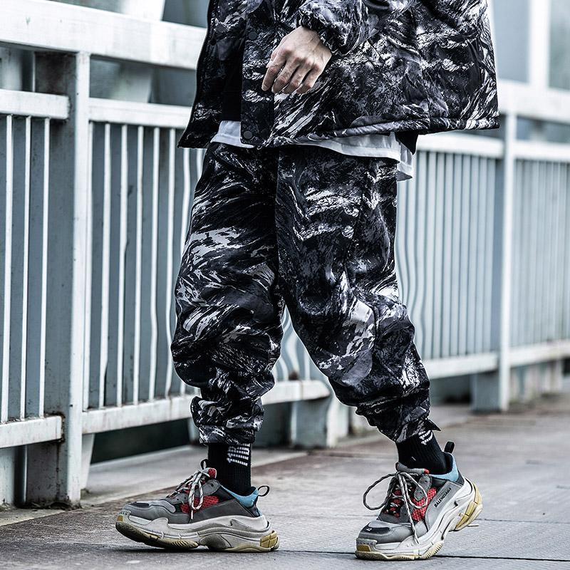 BYBB'S DARK 2021 Winter Thick Cargo Pants Men Hip Hop Streetwear Tie Dye Joggers Loose Sweatpants Trousers Fashion BB205 Men's