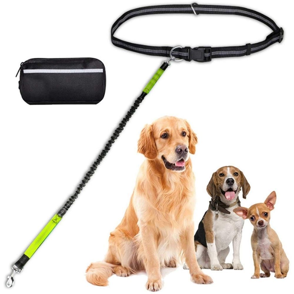 Hands-Free Dog Leash With Zipper Pouch Reflective Dogs Traction Rope Waist Bags Pet Running Leash Jogging Training Leads Rope