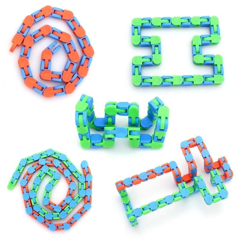 Fidget Decompression Toy Kids Adults wacky tracks Snake Finger track fluid bracelet Bicycle chain Tangle relief stress in home