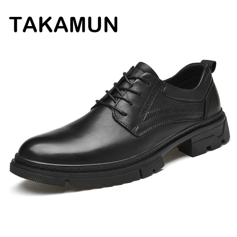 Genuine Leather Formal Derby Shoes Men Lace Up Elegant Dress Comfortable Business Footwear Big Size, Black