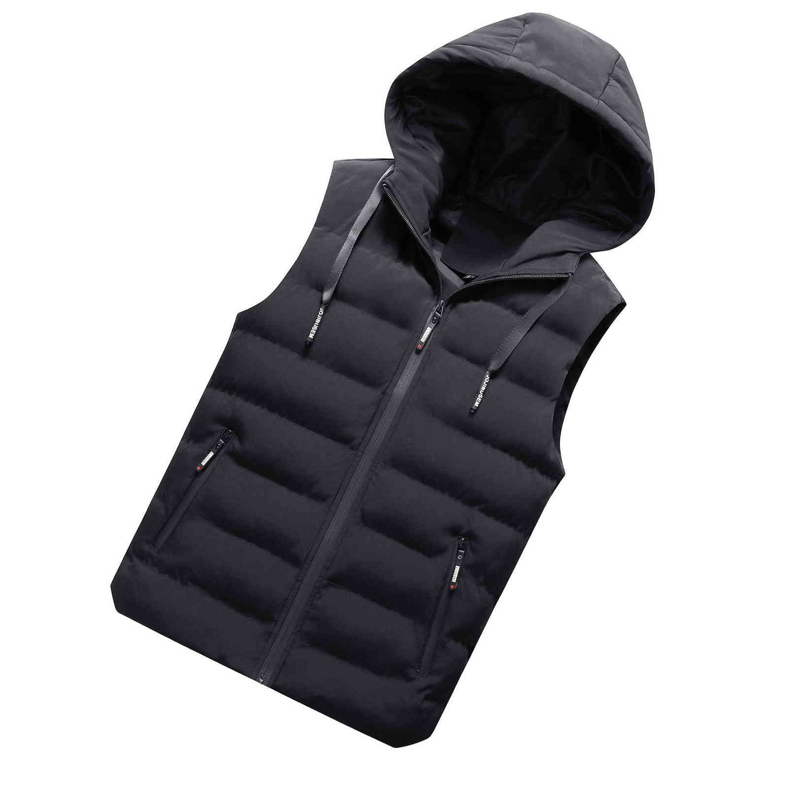 Mens Winter Vest Down Vest Men Casual Waistcoat Sleeveless Jackets Men Hooded Vest sleeveless motorcycle jacket Hat Detachable 211111