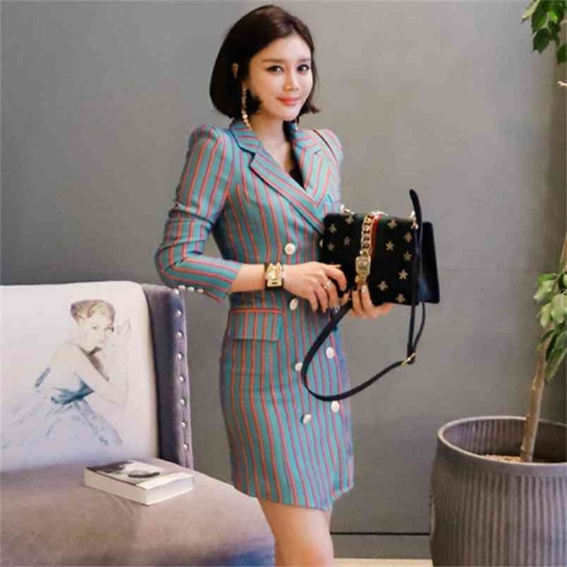 Summer Double Breasted Dress Fashion Women Hit Color Striped Bodycon Work Coat Formal Notched Collar OL Suit Jacket 210603, Picture color
Summer Double Breasted Dress Fashion Women Hit Color Striped Bodycon Work Coat Formal Notched Collar OL Suit Jacket 210603, Picture color