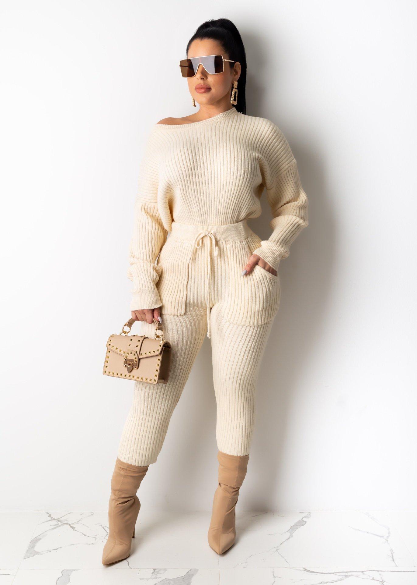 Tracksuits Streetwear Knitted Sweatsuit Women' Set Off Shoulder Long Sleeve Sweater Top Pencil Pants Active Ribbed Tracksuit Two Piece Sets 2XL, Black
Tracksuits Streetwear Knitted Sweatsuit Women' Set Off Shoulder Long Sleeve Sweater Top Pencil Pants Active Ribbed Tracksuit Two Piece Sets 2XL, Black