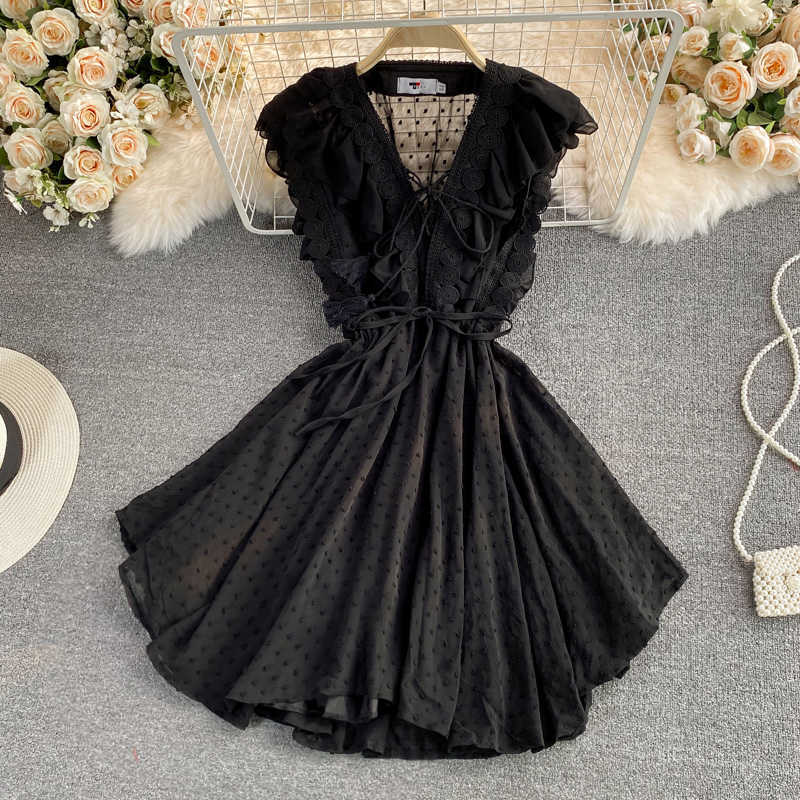 Sexy Polka Dot Chiffon Mini Dress Women Elegant Ruffle Sleeveless High Waist Slim Vacation Beach Vestidos Female Summer 2021 New Y0603, Creamy-white
Sexy Polka Dot Chiffon Mini Dress Women Elegant Ruffle Sleeveless High Waist Slim Vacation Beach Vestidos Female Summer 2021 New Y0603, Creamy-white