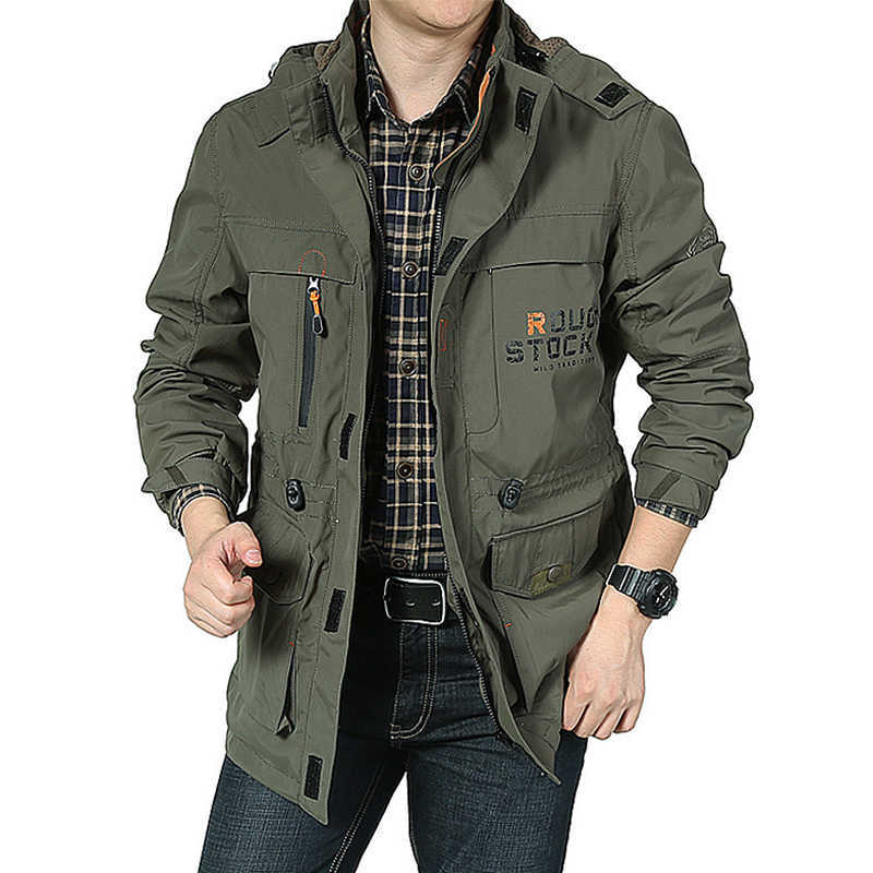 Men's Jacket Windproof Coat Hooded Men Clothing Windbreaker Spring Autumn Outwears Casual Sports Jacket 6XL Male Overalls LM353 211009