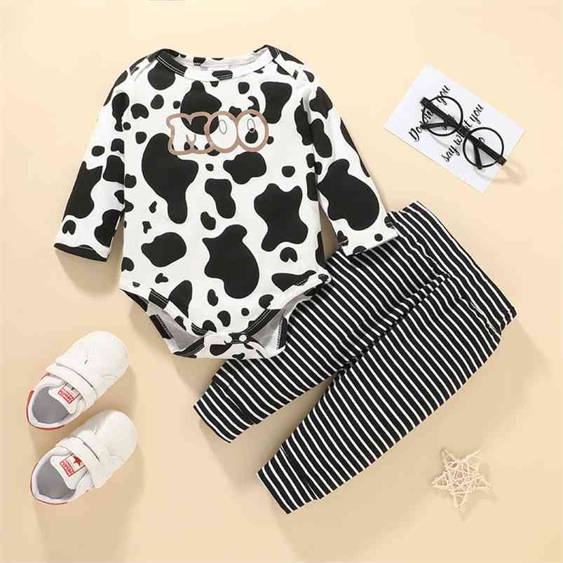 Winter Children Sets Long Sleeve O Neck Cow Pattern Rompers Striped Trousers Cute 2Pcs Girls Boys Clothes 0- 210629, Black
Winter Children Sets Long Sleeve O Neck Cow Pattern Rompers Striped Trousers Cute 2Pcs Girls Boys Clothes 0- 210629, Black