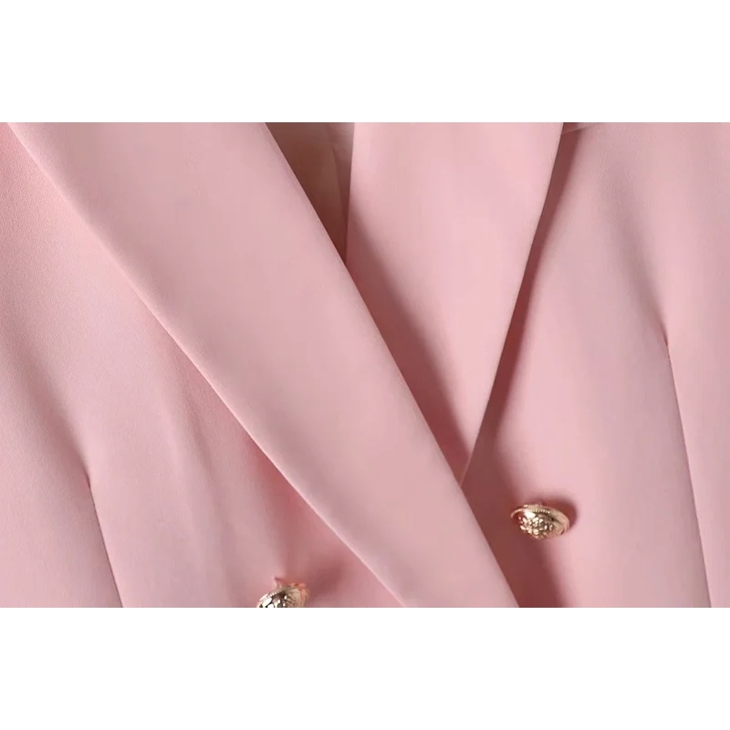 vintage women long jackets autumn pink twill pattern ladies suits buttonfly female coats casual girls loose jacket 210430