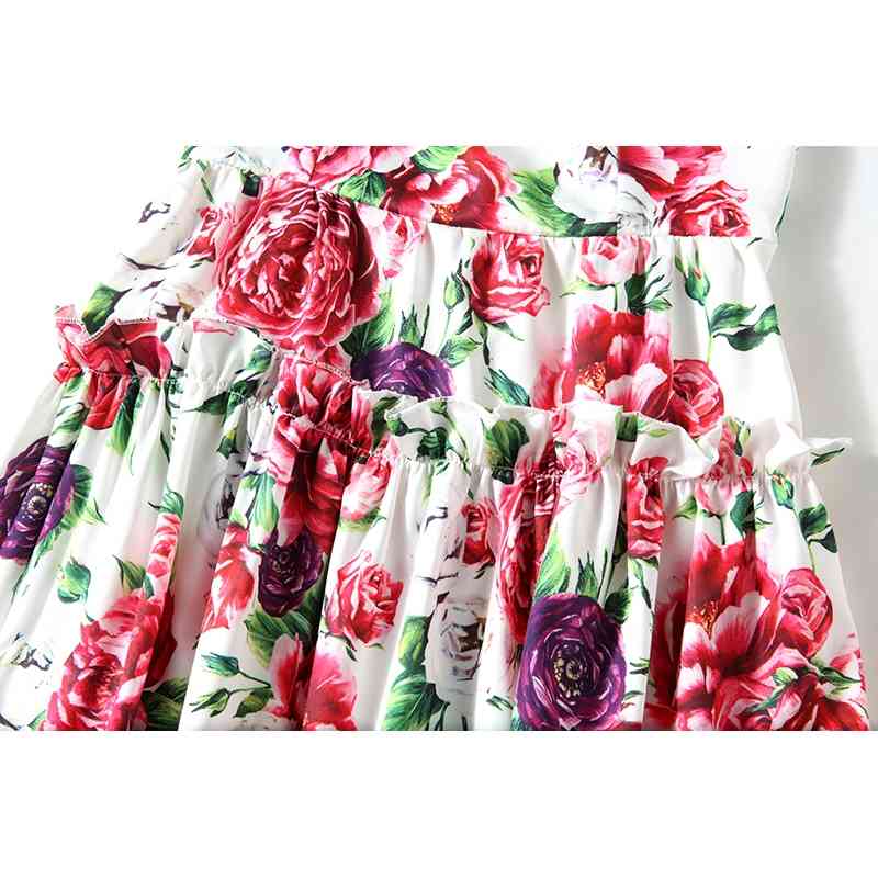Summer Holiday Beach Long Dress Runway Women Off Shoulder Floral Rose Printed Maxi Sexy Slash Neck Swing es 210506