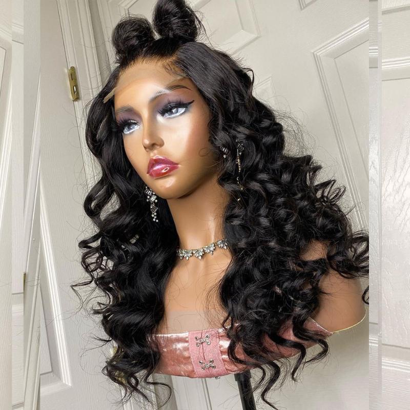 Lace Wigs High Density HD Transparent Loose Wave Curly Wig 13X4 Front Human Hair For Women Remy Brazilian Slove