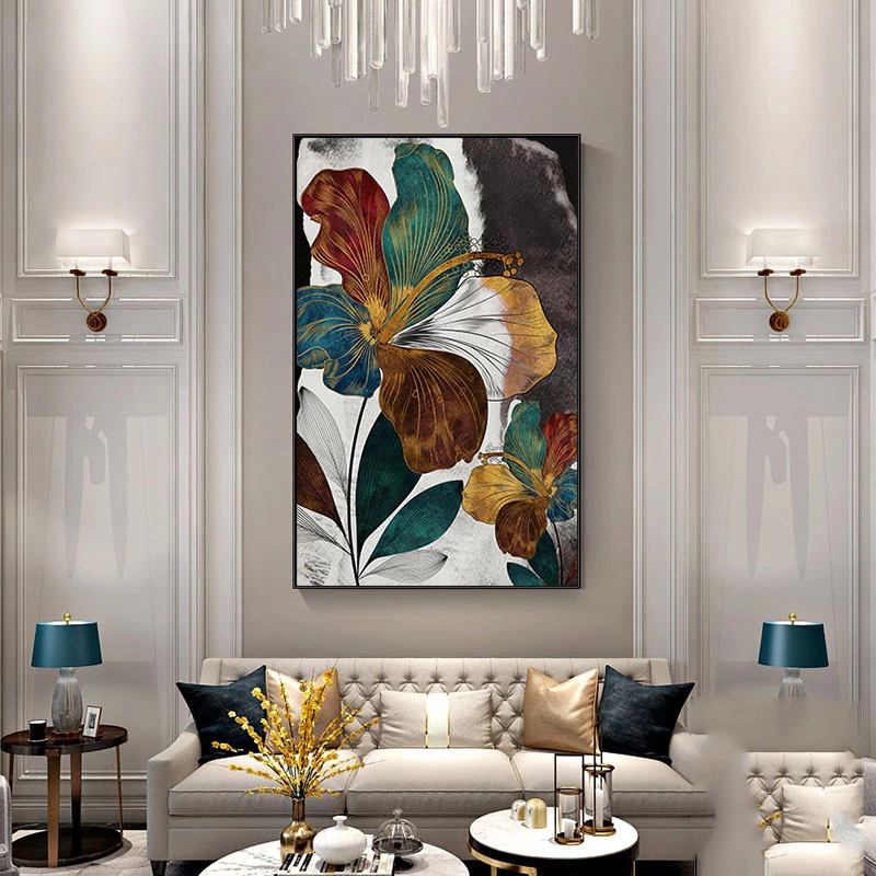 Nordic Modern Abstract Leaf Flower Wall Art Canvas Painting Plant Posters and Prints Wall Decoration Picture for Living Room