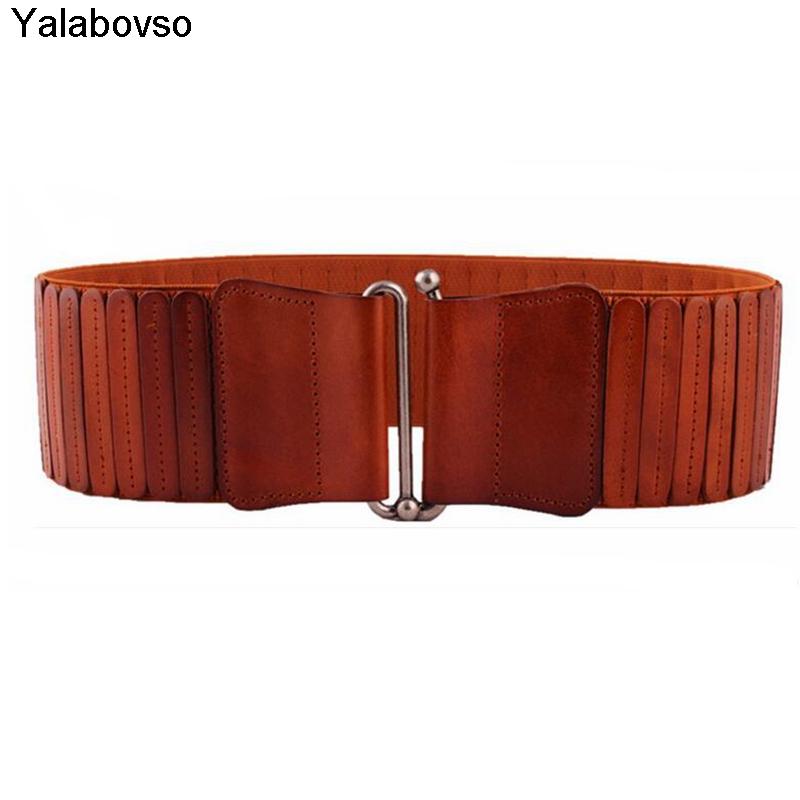 Elastic Cowskin Leather Wide Belts Carved Retro Metal Female Strap Women High Quality Waistband 72-97CM Waist, Black;brown
Elastic Cowskin Leather Wide Belts Carved Retro Metal Female Strap Women High Quality Waistband 72-97CM Waist, Black;brown