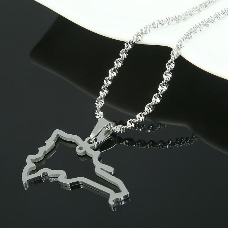 Pendant Necklaces Stainless Steel Dominican Map Necklace Silver Color Of Jewelry
Pendant Necklaces Stainless Steel Dominican Map Necklace Silver Color Of Jewelry